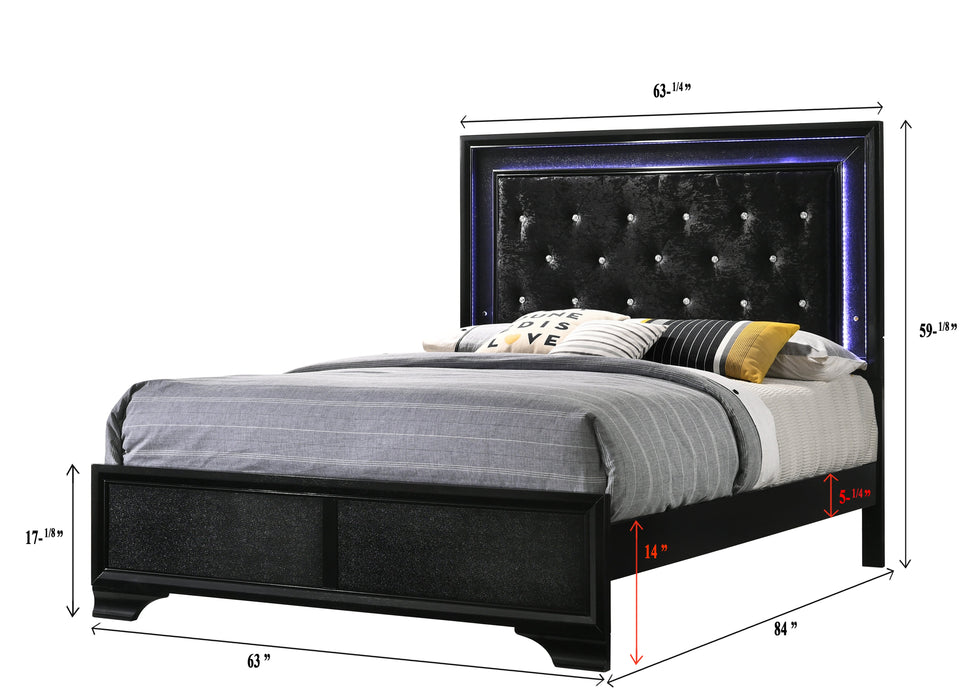 Micah Black LED Upholstered Panel Bedroom Set