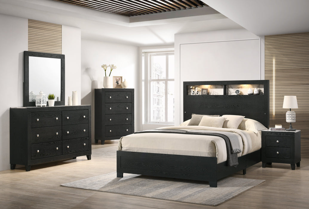 Cadence Black Queen LED Panel Bed