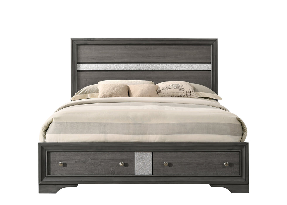 Regata Gray/Silver King Storage Platform Bed