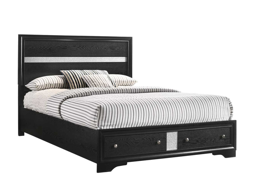 Regata Black/Silver Queen Storage Platform Bed