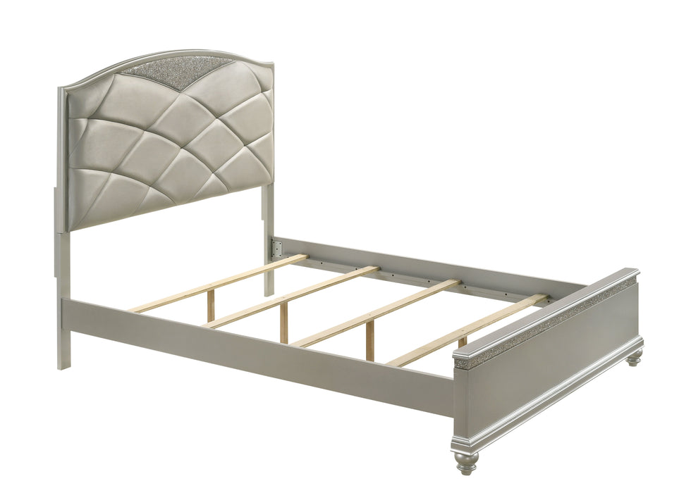 Valiant Champagne Silver King Upholstered Panel Bed