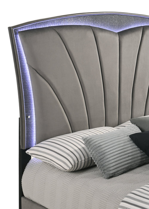 Frampton Gray LED Upholstered Platform Bedroom Set