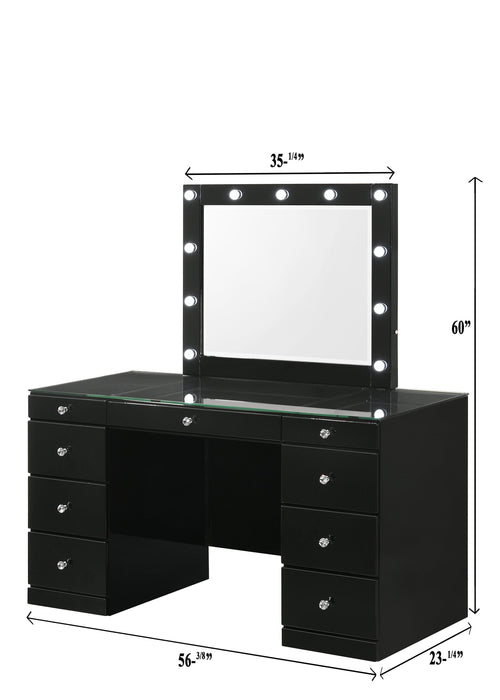 Avery Black Makeup Vanity Set with Lighted Mirror