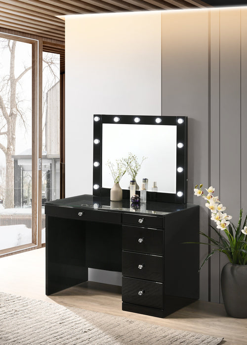 Morgan Black Makeup Vanity Set with Lighted Mirror