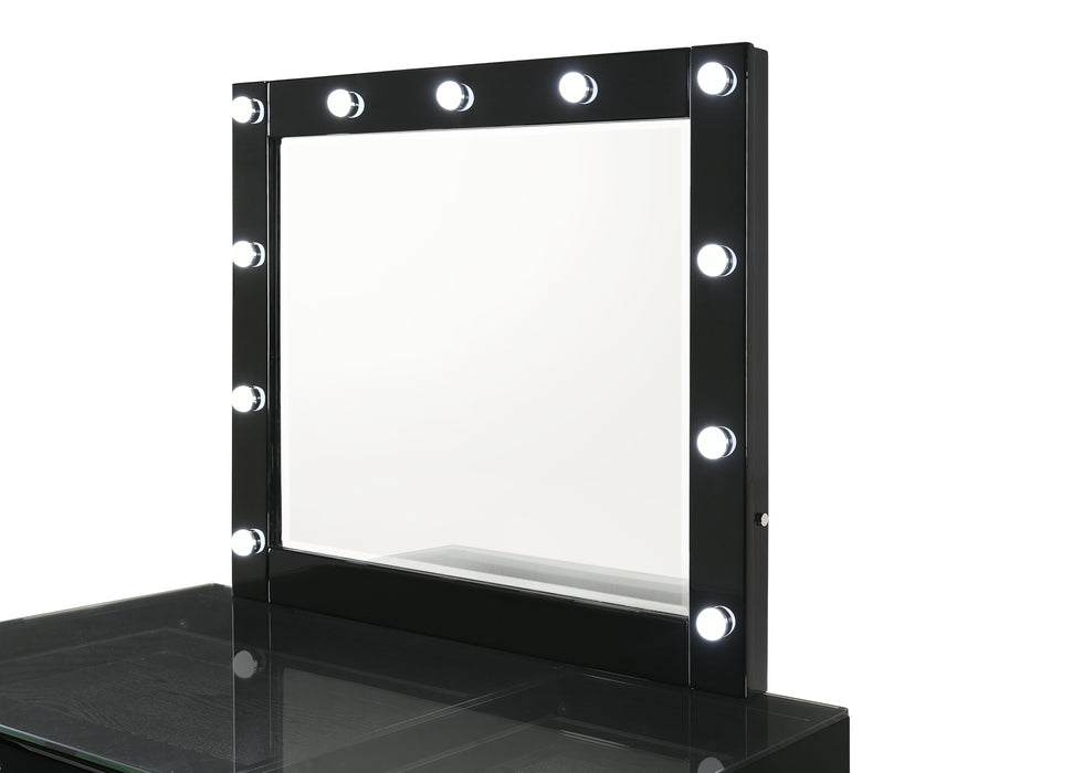 Morgan Black Makeup Vanity Set with Lighted Mirror