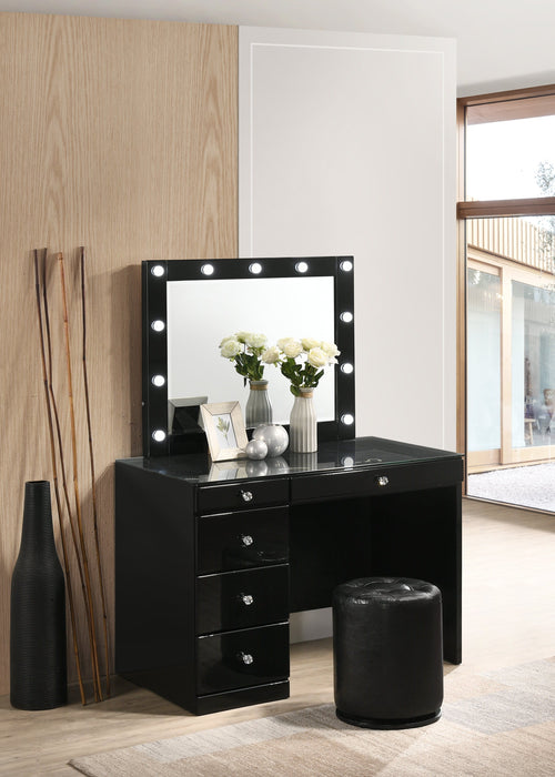 Morgan Black Makeup Vanity Set with Lighted Mirror