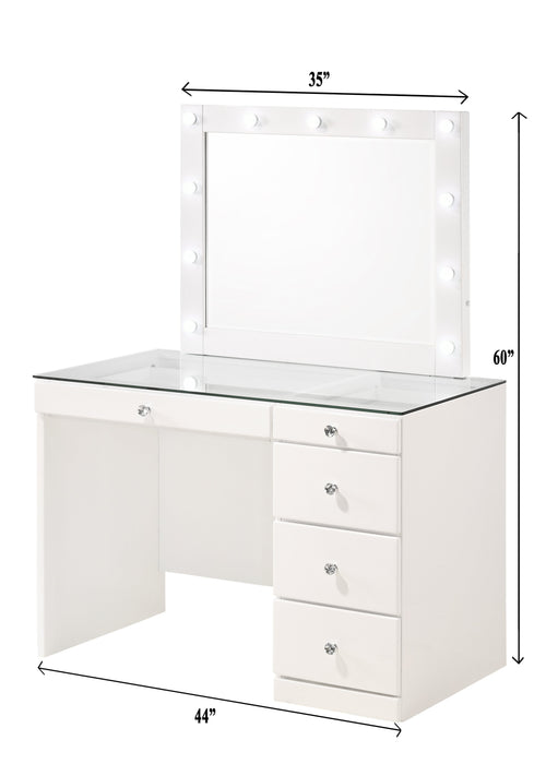 Morgan White Makeup Vanity Set with Lighted Mirror