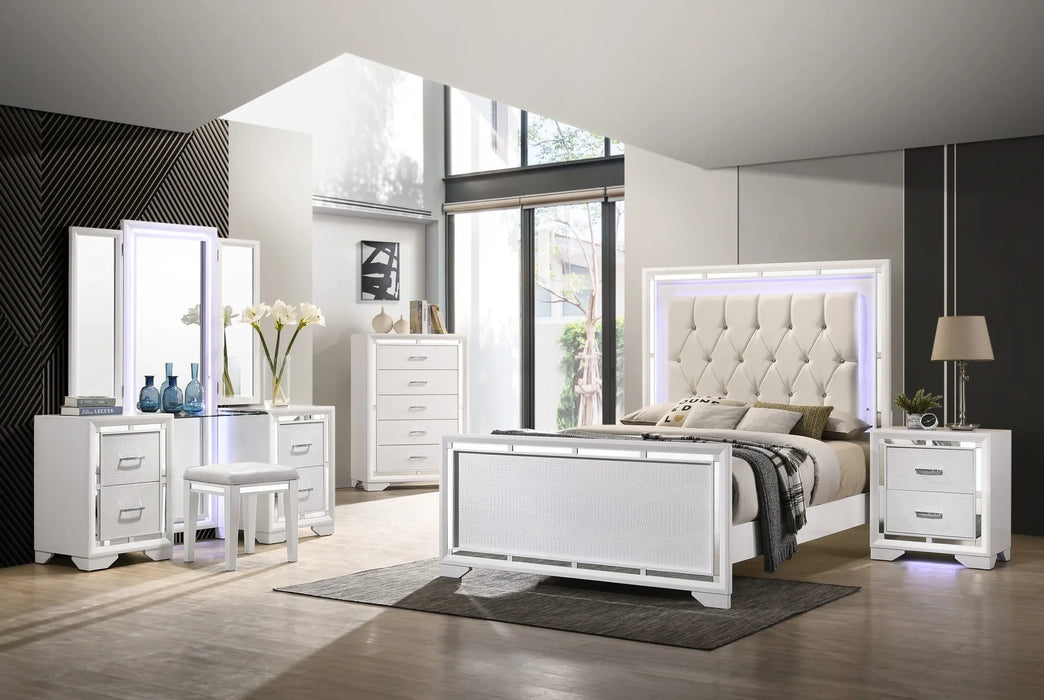 B607 White Led Panel Queen Beds