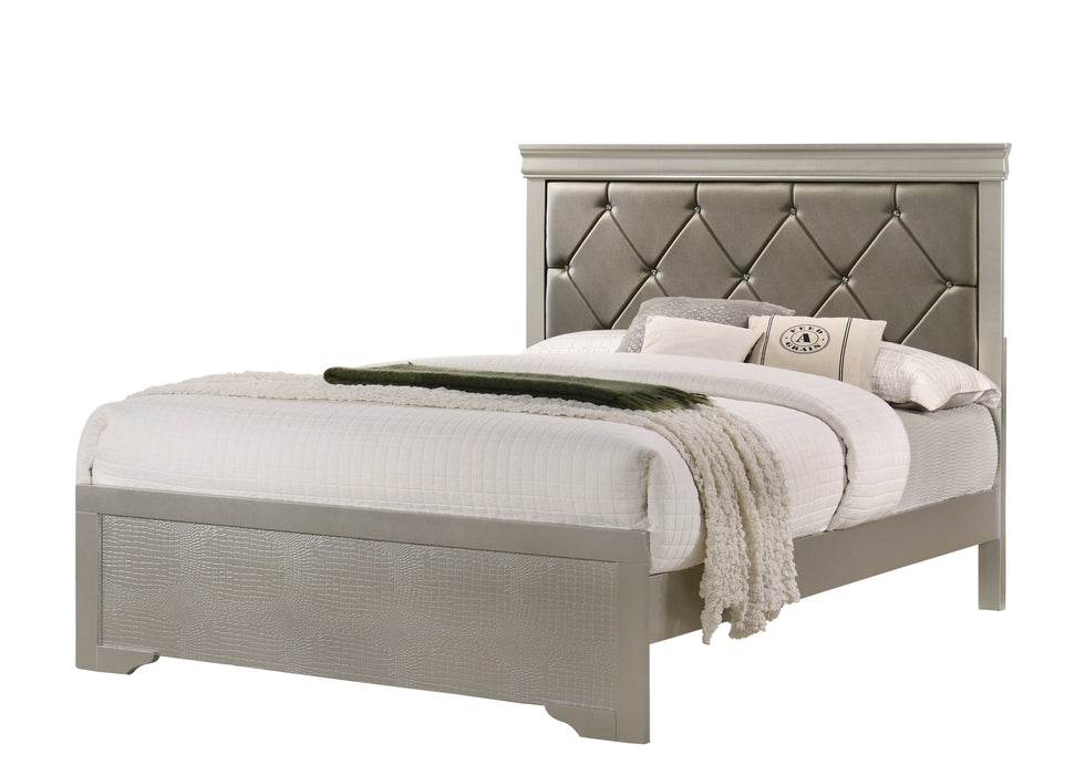 Amalia Silver Upholstered Panel Bedroom Set