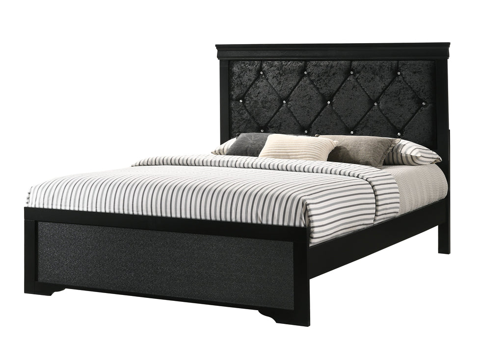 Amalia Black Upholstered Panel Bedroom Set