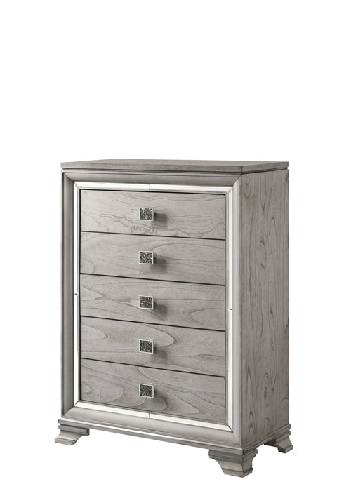 Vail Gray LED Upholstered Panel Bedroom Set