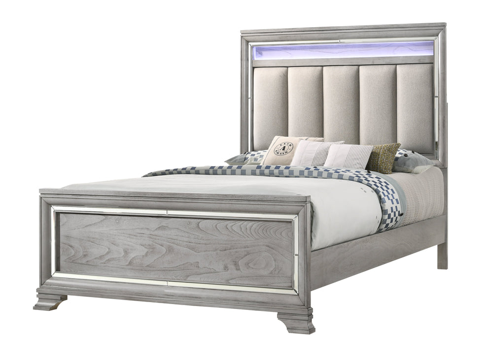 Vail Gray LED Upholstered Panel Bedroom Set