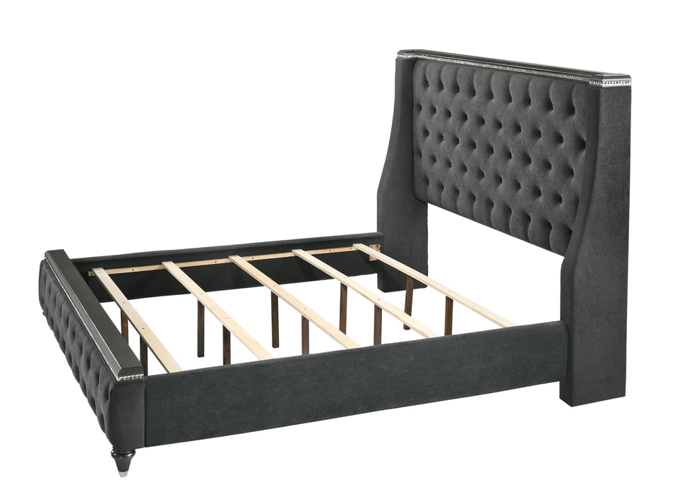 Giovani Gray King Upholstered Panel Bed