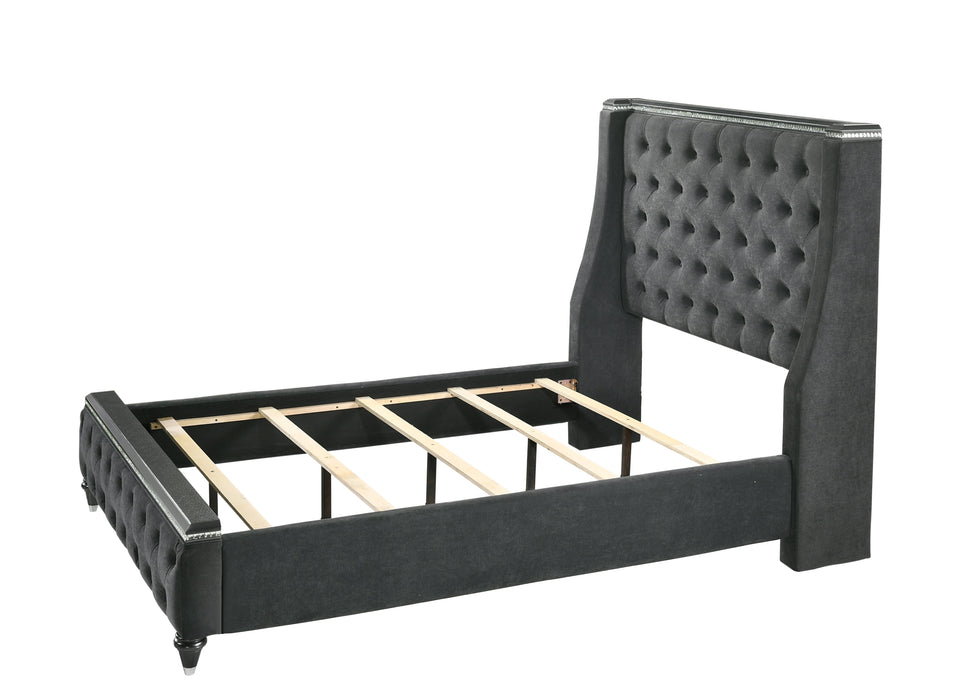 Giovani Gray Queen Upholstered Panel Bed