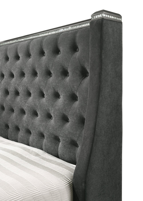 Giovani Gray King Upholstered Panel Bed