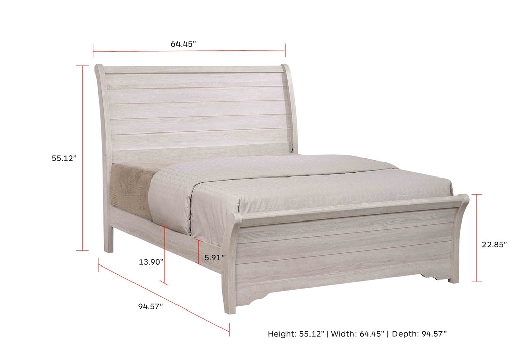 Coralee Chalk/Gray King Sleigh Bed