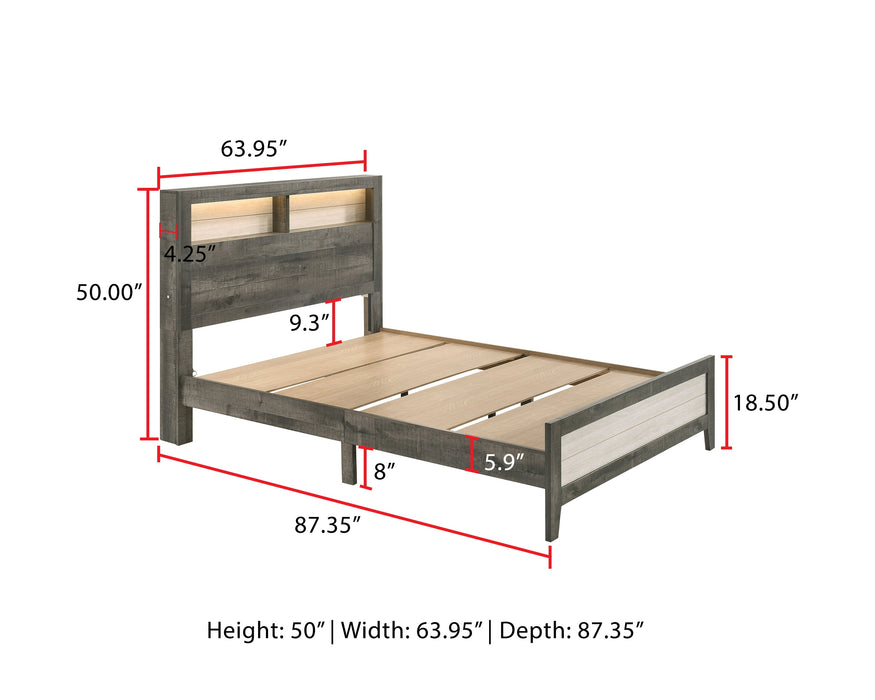 Rhett Brown/Cream Queen LED Platform Bed