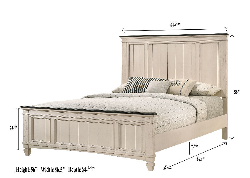 Sawyer Cream/Brown Queen Panel Bed