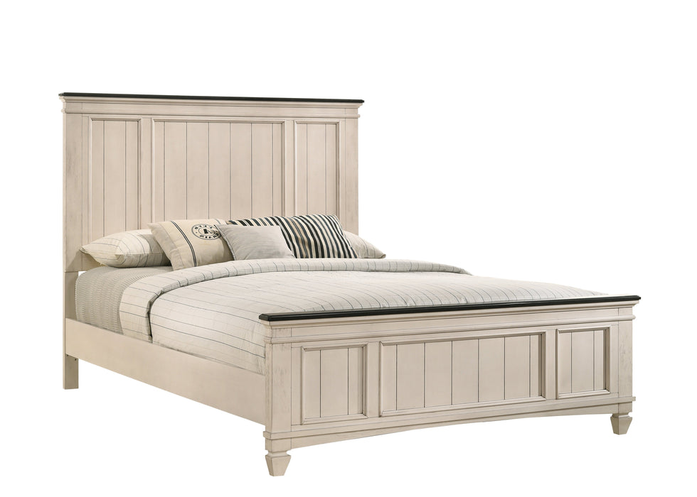 Sawyer Cream/Brown Queen Panel Bed
