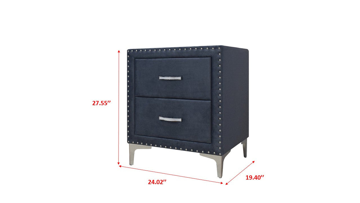 Lucinda Velvet Dark Gray Nightstand