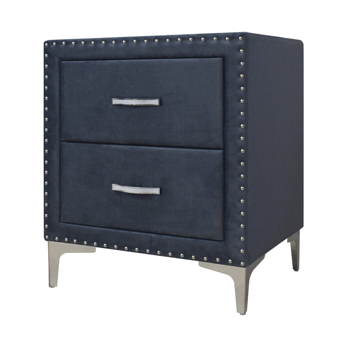 Lucinda Velvet Dark Gray Upholstered Panel Bedroom Set