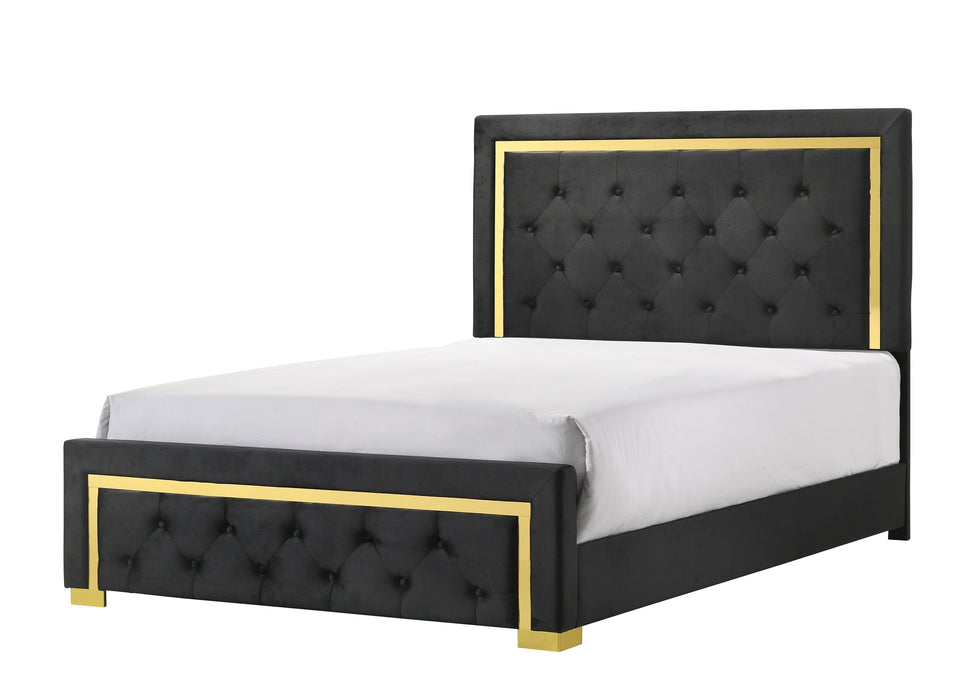 Pepe Black/Gold Panel Upholstered Bedroom Set