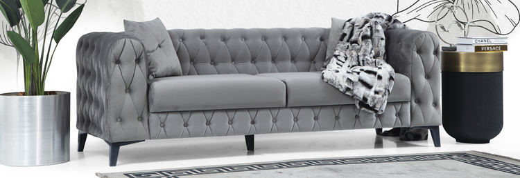 Cleveland Grey Velvet Sofa