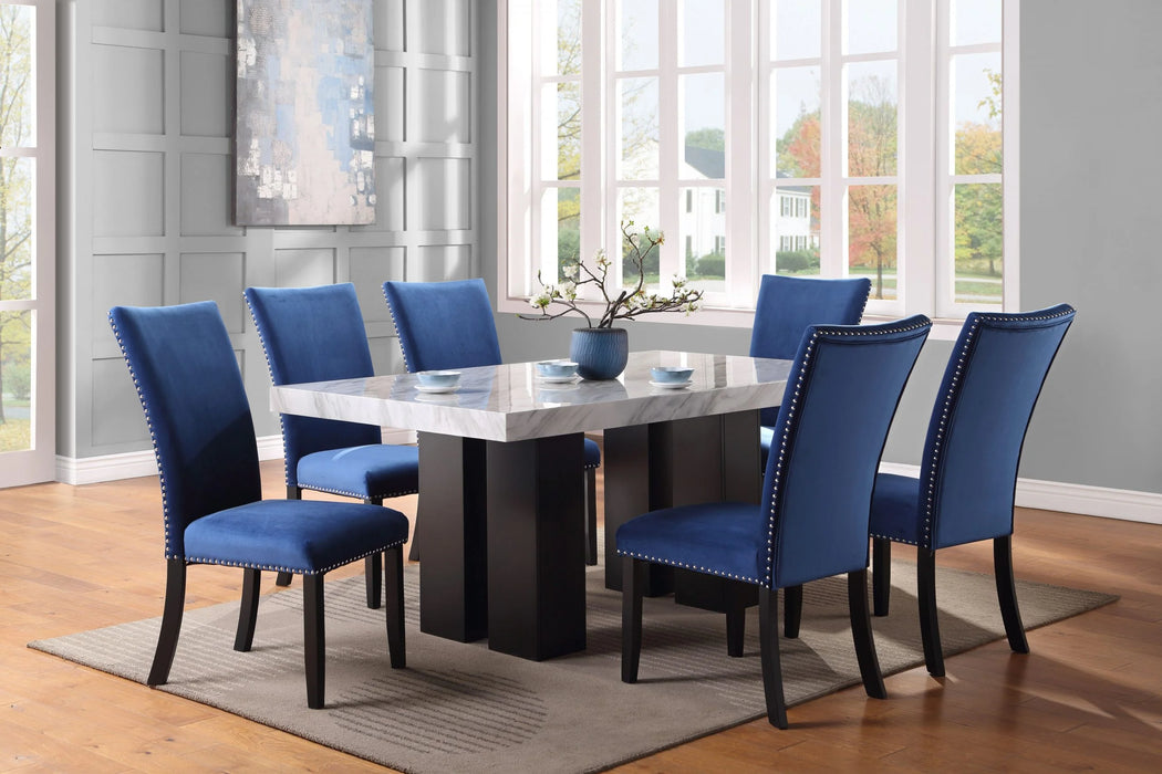 Transitional Blue Solid Wood Dining Chair