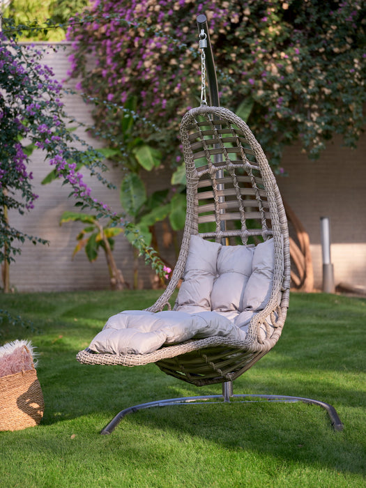Fiona Outdoor Relax Swing Chair With Stand - Cream