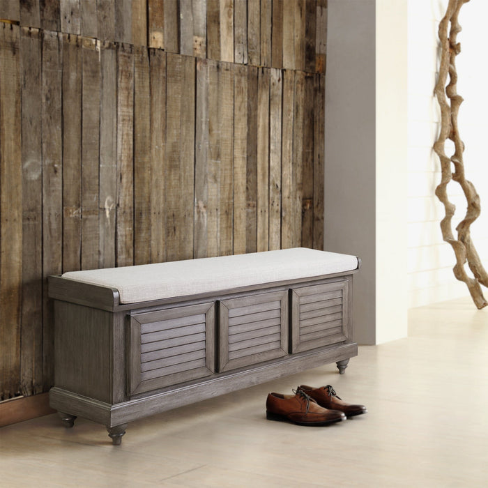 Woody Antique Gray Lift Top Storage Bench