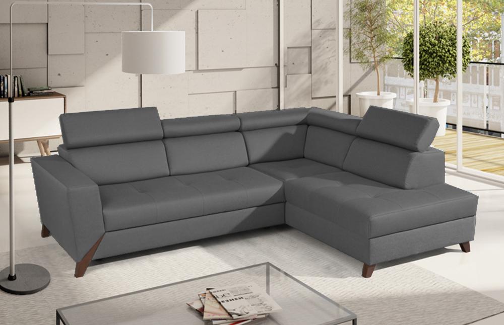 Hamburg Grey Fabric Sectional With Bed And Storage