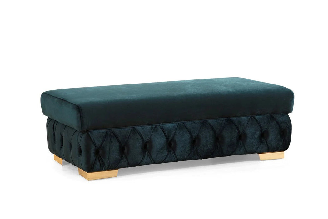 Matilda Green Velvet Rectangle Ottoman