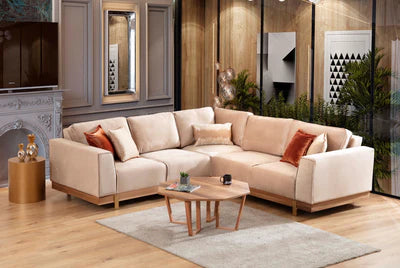 Emily Beige Velvet Sectional