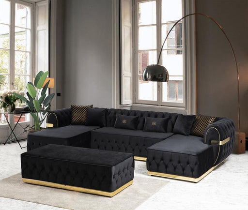 Jester Velvet Black Double Chaise Sectional Sectionals