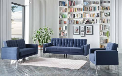 Vika Navy Blue Hemera Loveseat