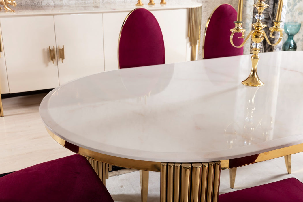King Gold Dining Table - Cream