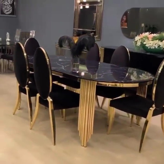 King Gold Dining Table - Black