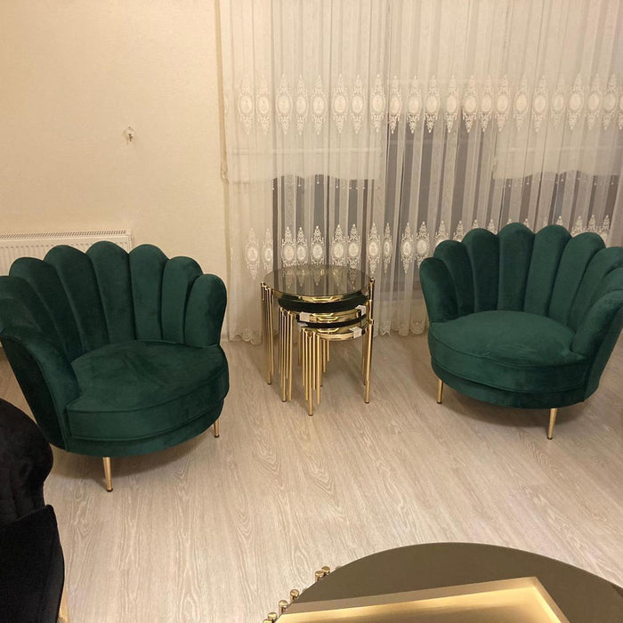 King Gold Accent Chair - Green Emerald