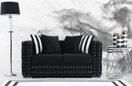 Mosby Black Velvet Loveseat Loveseat