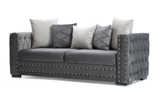 Mosby Grey Velvet Sofa