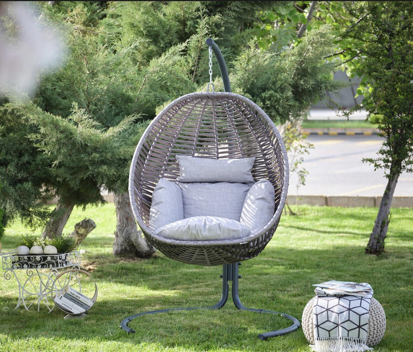 Rosso S Outdoor Swing Chair With Stand - Anthrachite/Flora Grey