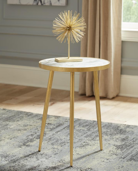 Round Accent Table White And Gold
