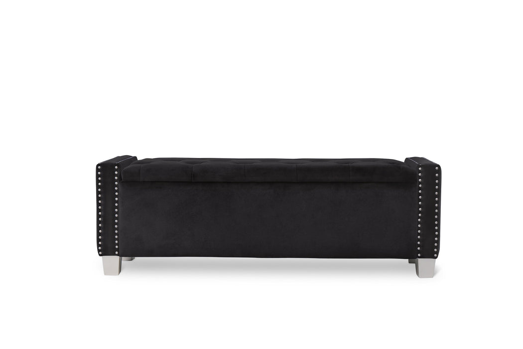 Franco Black Velvet Storage Bench