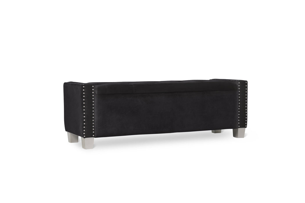 Franco Black Velvet Storage Bench