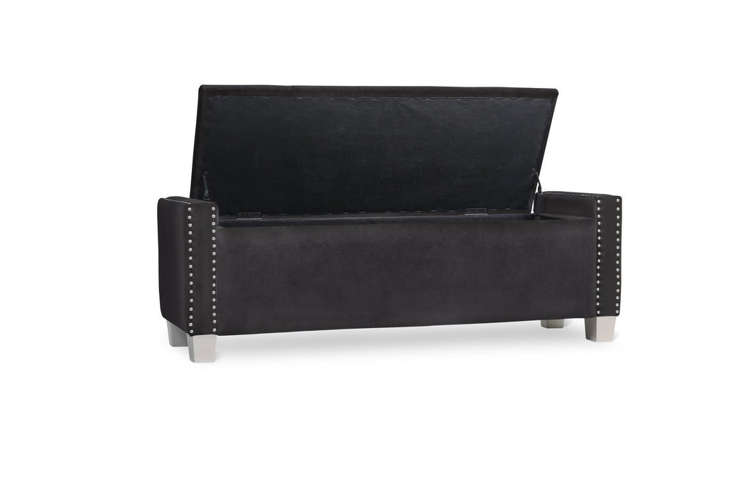 Franco Black Velvet Storage Bench