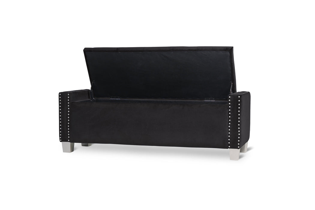 Franco Black Velvet Storage Bench