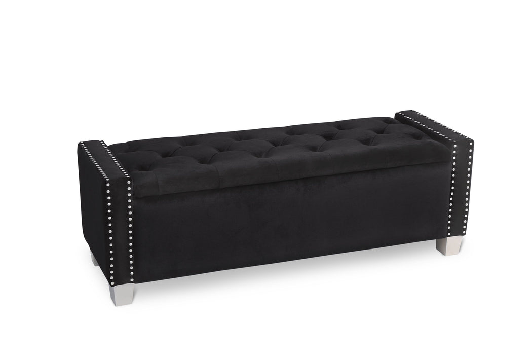 Franco Black Velvet Storage Bench