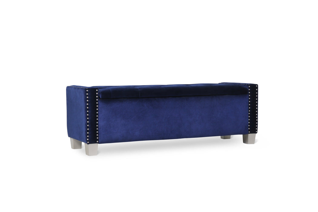 Franco Blue Velvet Storage Bench