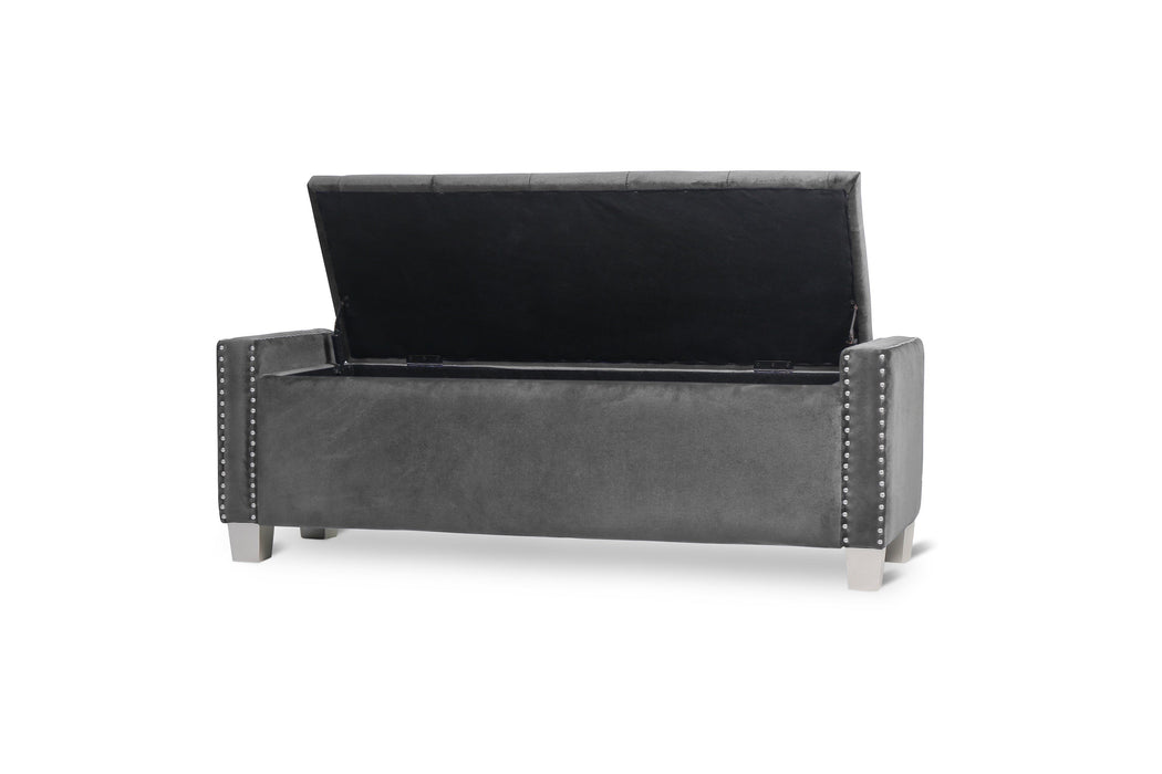 Franco Gray Velvet Storage Bench