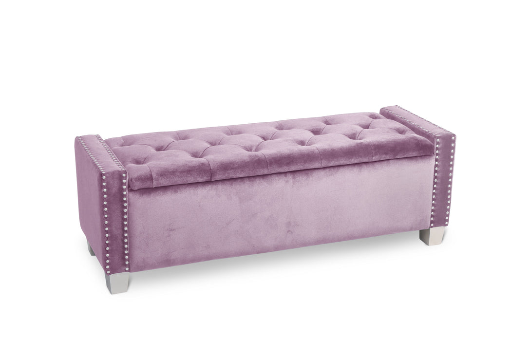 Franco Pink Velvet Storage Bench